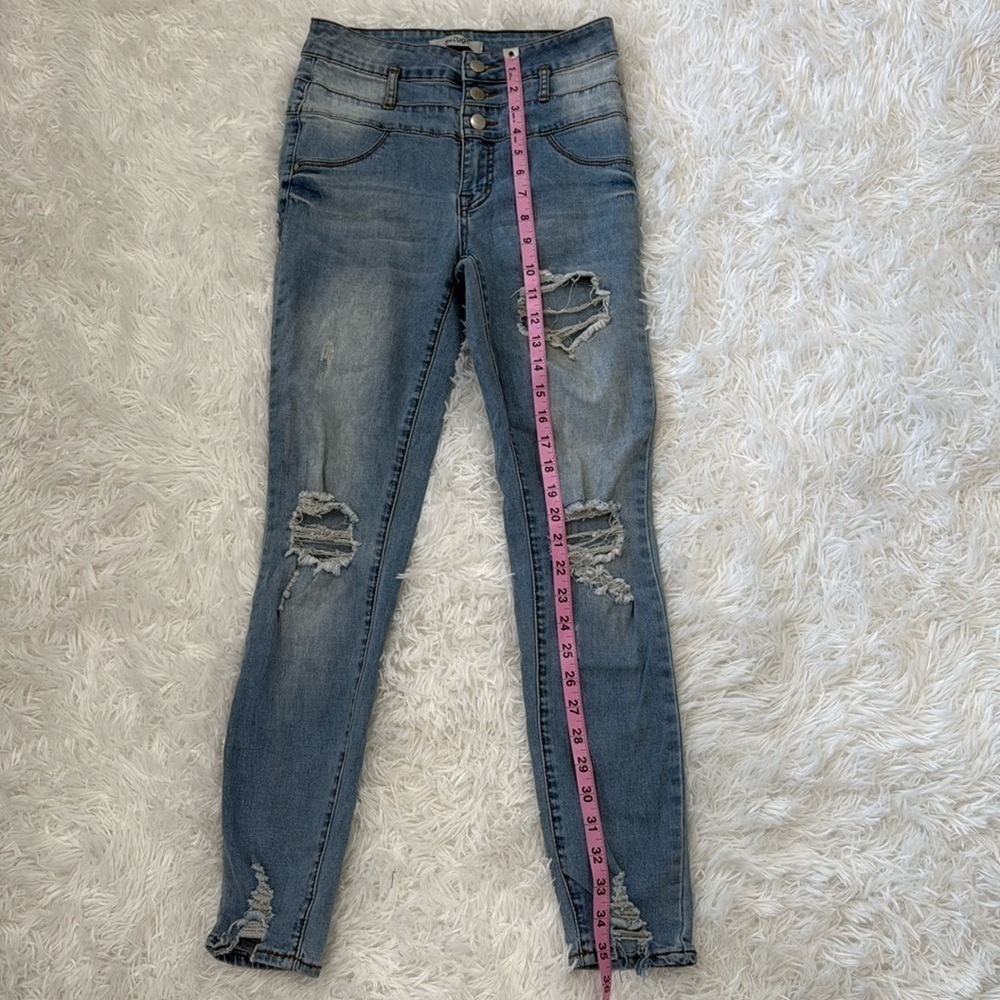 Button down ripped jeans